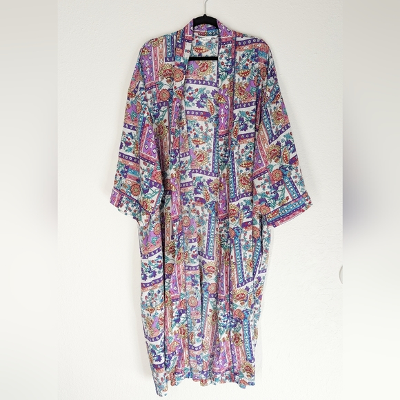 Vintage Christian Dior Neiman Marcus Boho Floral Print Robe - Picture 1 of 5